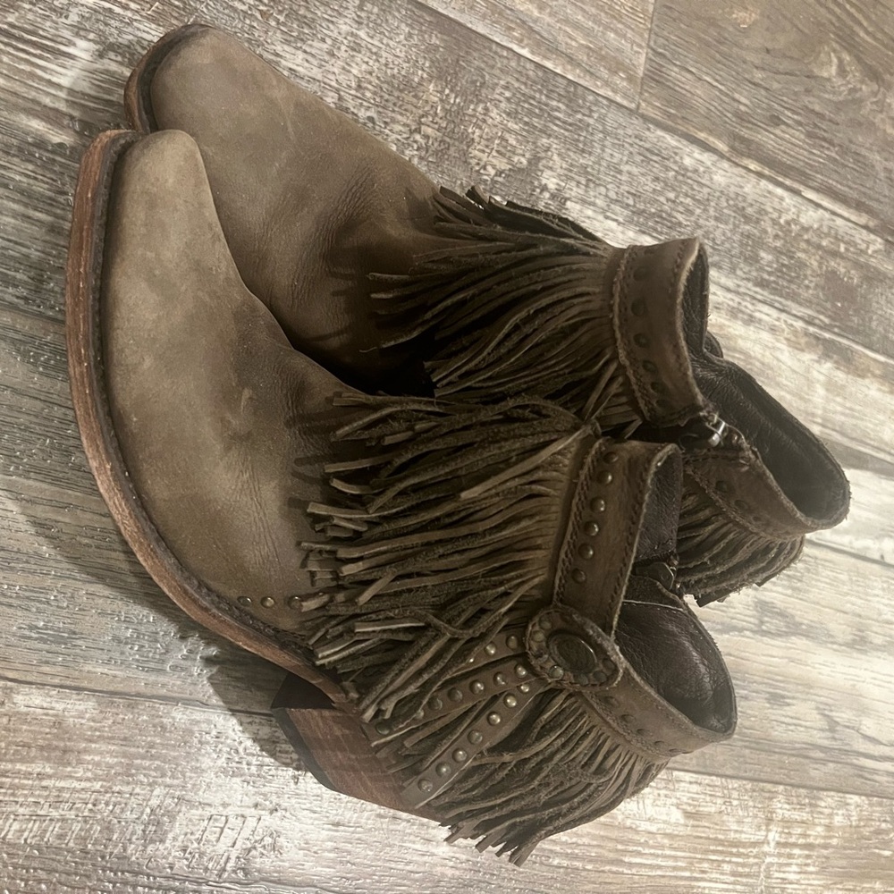 Liberty Black: Fringe Brown Ankle Boots